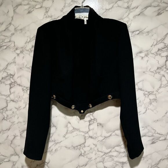ba&sh Golden Buttons in V Black Jacket - Picture 1 of 5